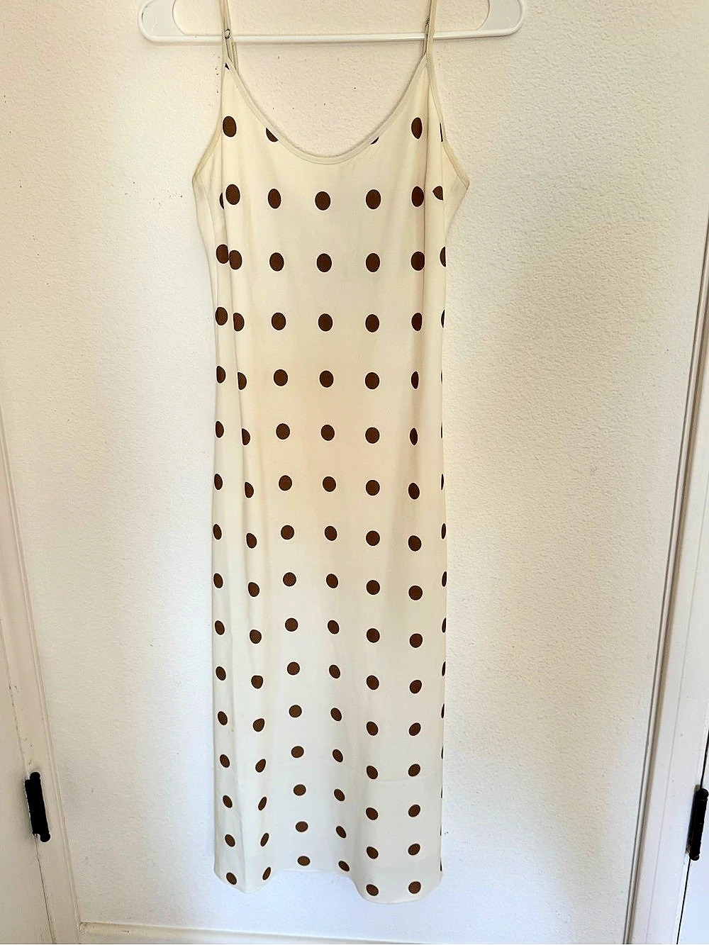 Jenni Kayne  Polka Dot Midi Dress in White & Brown
